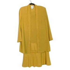 Vintage Sara Max Collection Golden Chartreuse 3-Piece Midi Length M Set Modest